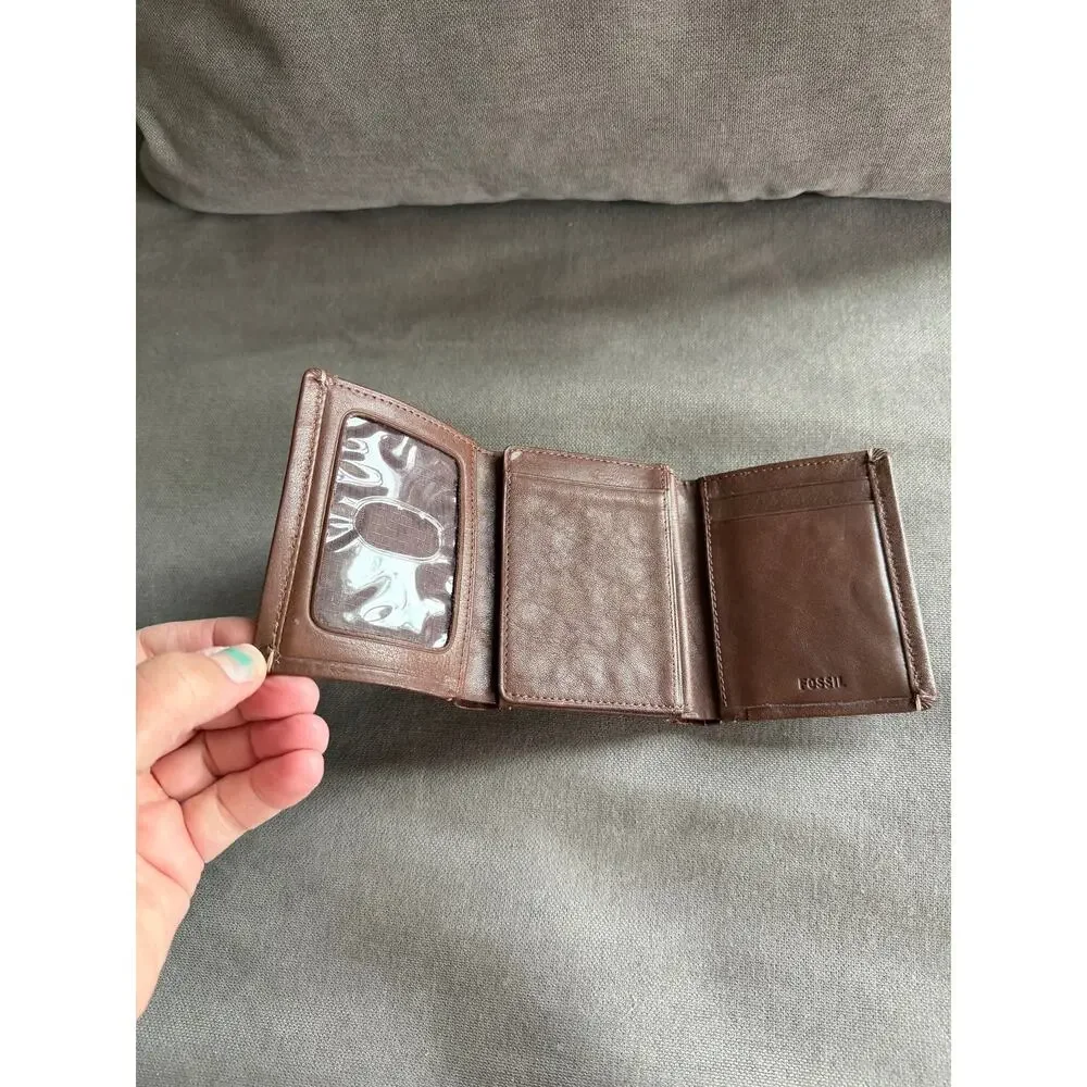 Fossil Real Leather Trifold Mini Wallet